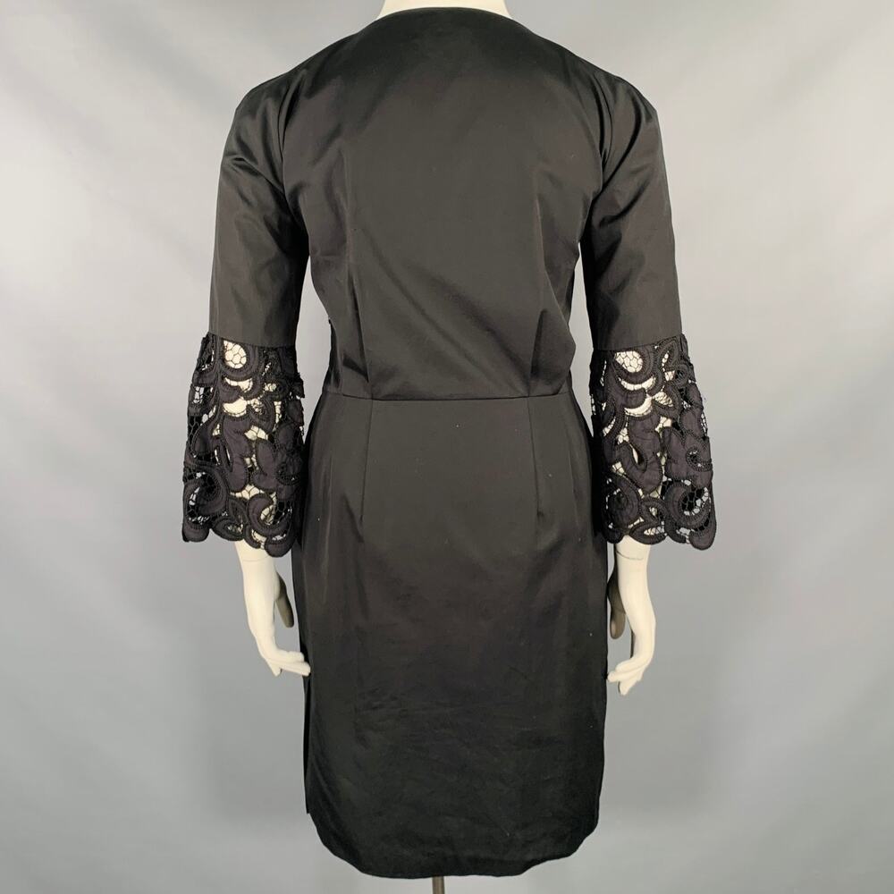 DRIES VAN NOTEN Size 10 Black Cotton Embroidered 3/4 Sleeves Dress - Picture 3 of 5